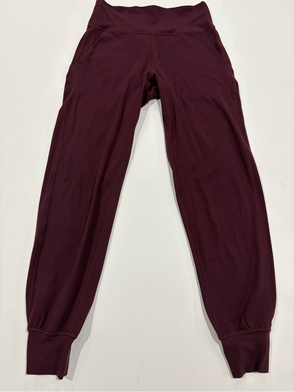 Lululemon Womens High Rise Jogger Pants Burgundy Side Pockets Size 6